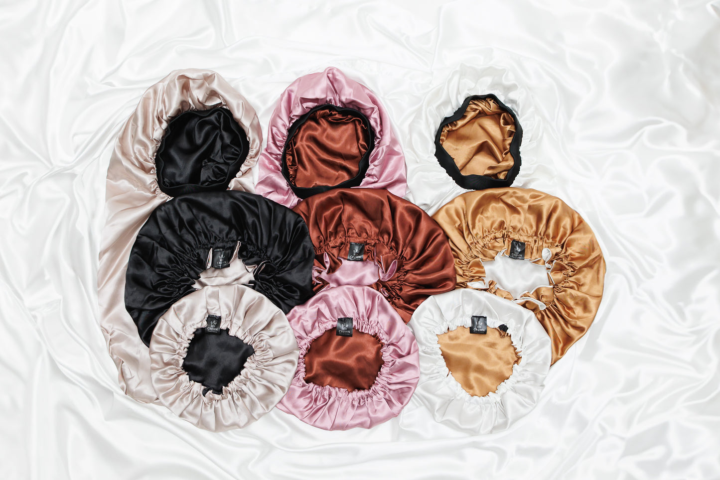 Ultimate Satin Bonnet Trio – Child, Adult & XL Bonnet Set