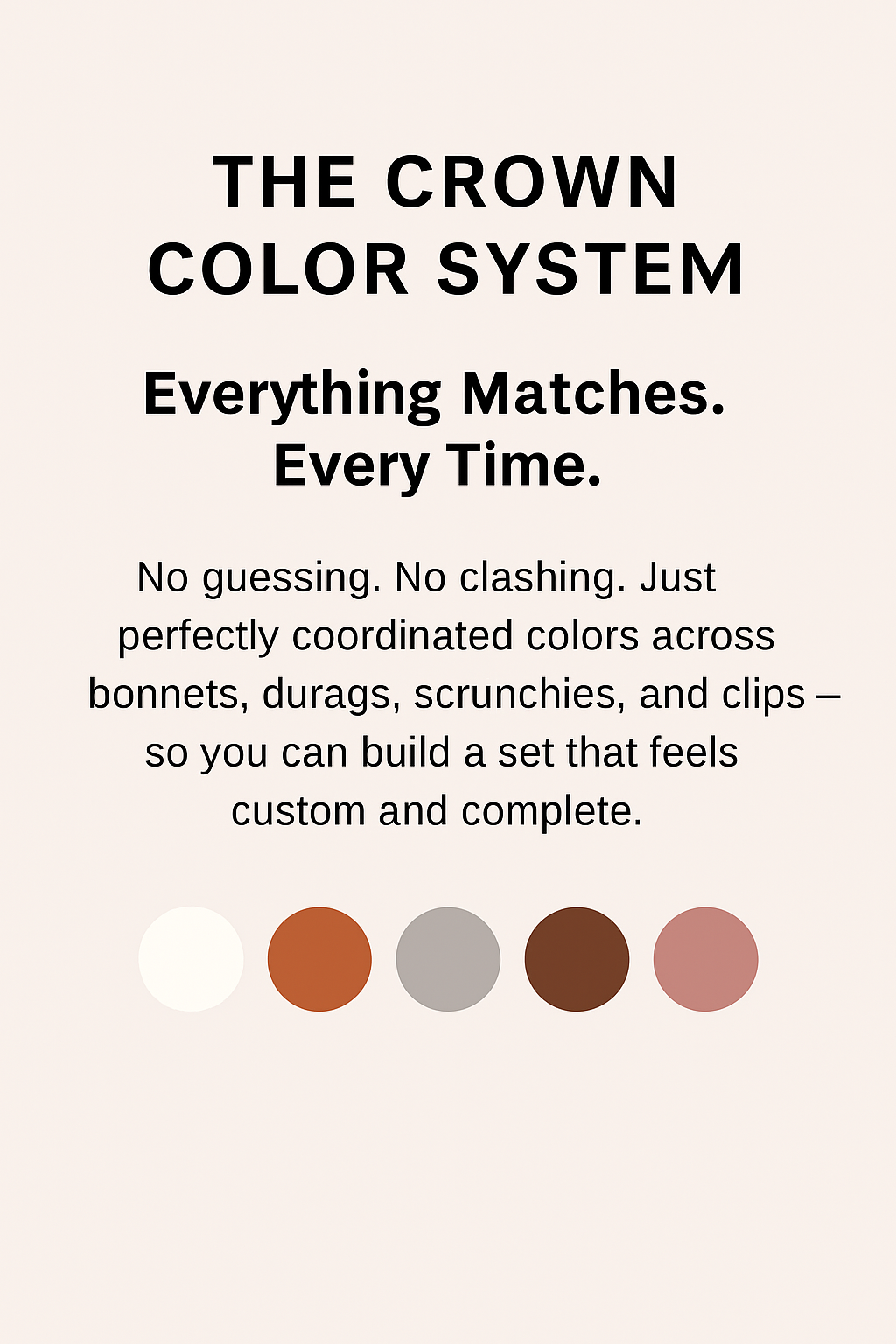 Crown Color System – Matching satin bonnets, scrunchies, and durags in coordinated colors for all hair types