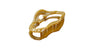 Yellowish-brown hair clip on a gray background