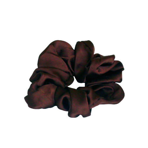 Brown scrunchie on a beige background